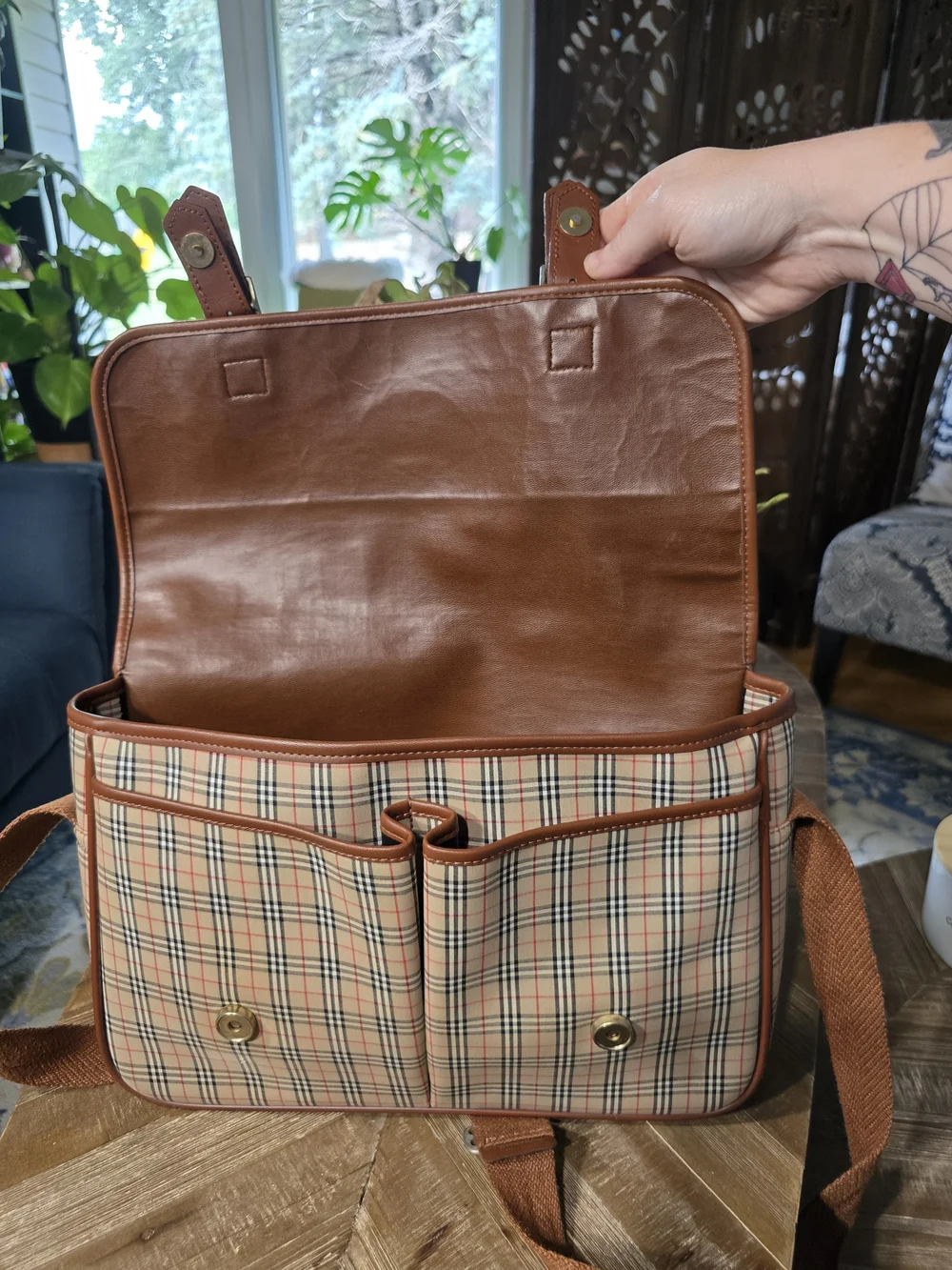 Vintage Burberry Nova Check Messenger Shoulder Bag with COA